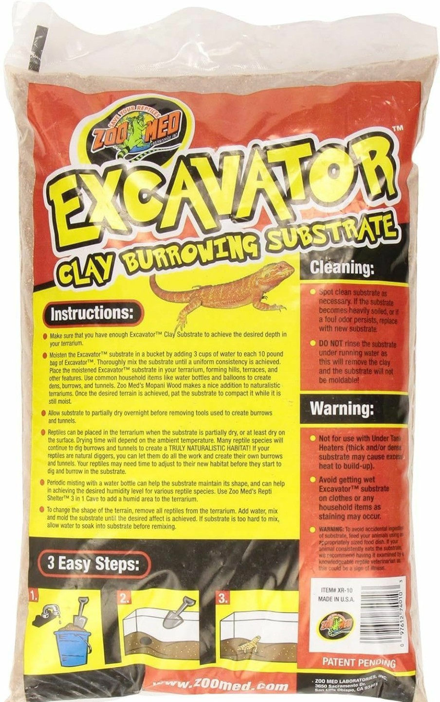 Reptiles & Amphibian Croci | Zoo Med Excavator Clay Burrowing Substrate, 10 Pounds