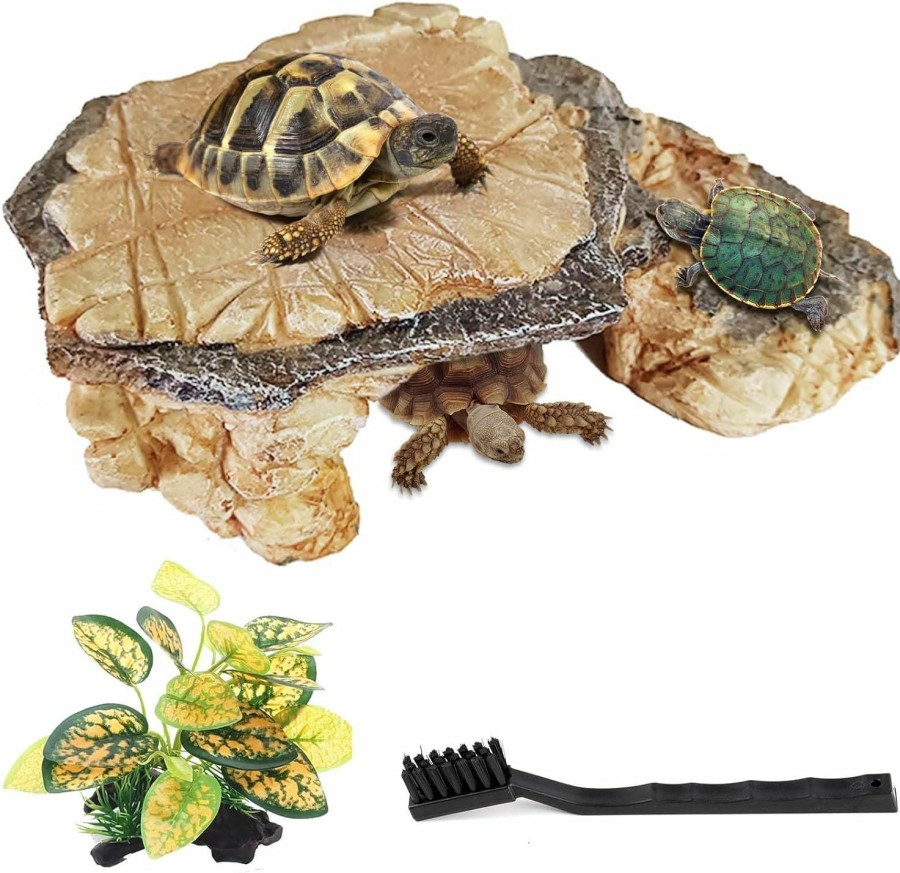 Reptiles & Amphibian Moonorange | Moonorange Turtle Basking Platform Turtle Tank Decoration For Aquariums & Terrarium, Turtle, Lizard, Reptile Habitat Hideout (Black)