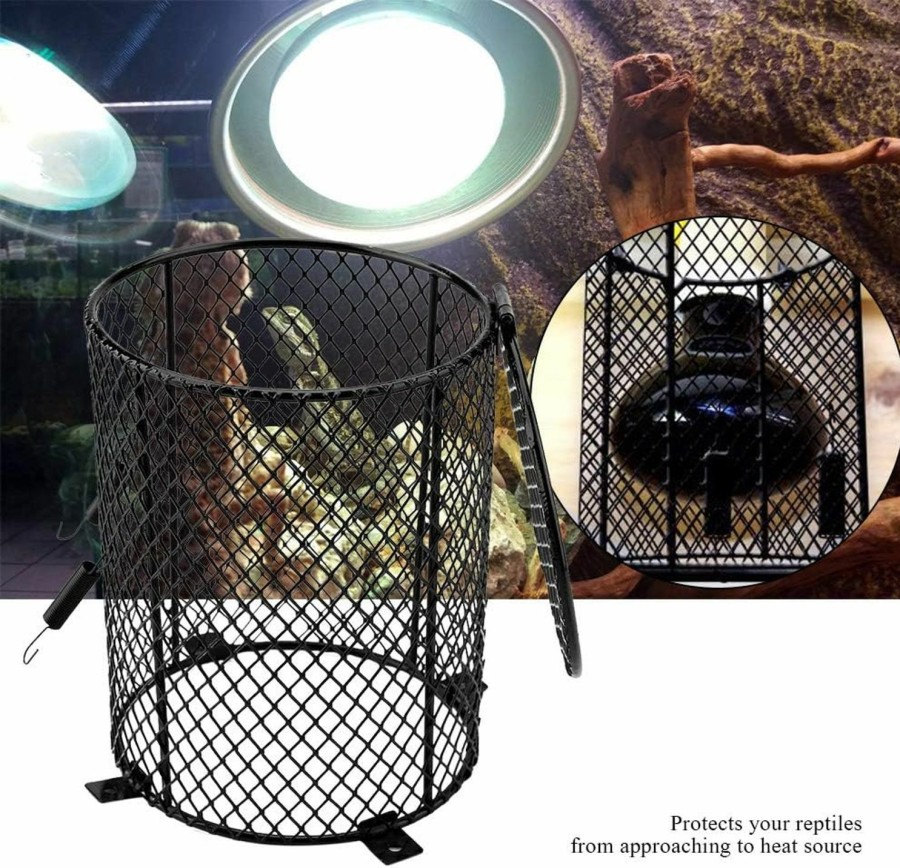 Reptiles & Amphibian TOPINCN | Topincn Reptile Heater Guard Anti Scald Heating Bulb Lamp Enclosure Cage Protector Heat Light Mesh Cover Lampshade For Day Night Lights Ceramic Light Bulb (Cubiod)