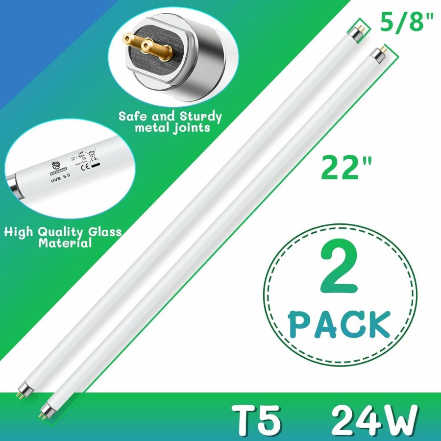 Reptiles & Amphibian REPTI HOME | Repti Home T5 Uvb Reptile Light 24W 10.0,Uva Uvb Light Bulb For Reptiles,2 Pack Reptile Uvb Lamp Tube For Bearded Dragon