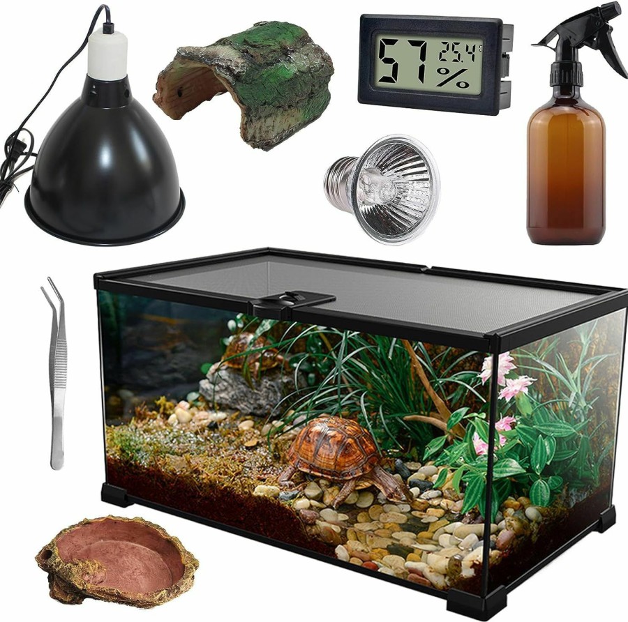 Reptiles & Amphibian SARUFO | Sarufo Reptile Glass Terrarium Kit(8 Pieces) 12 * 8 * 6 In, Amphibian Tank Starter Kit, Suitable For Small Reptiles Such As Geckos, Snakes, Lizards, Chameleons,Turtles, Serpents(12 * 8 * 6 Inchs)