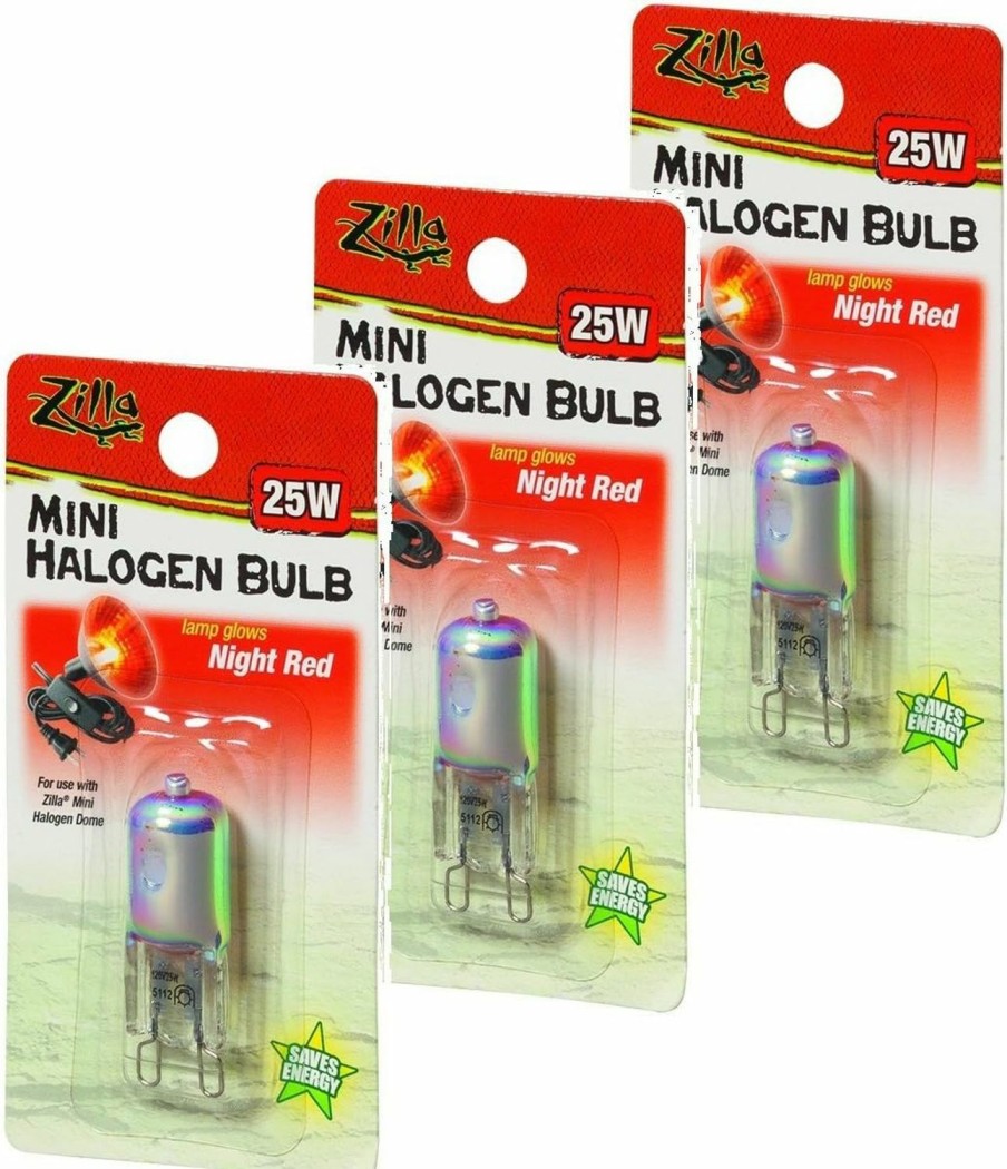 Reptiles & Amphibian Zilla | Zilla Mini Halogen Lamp Reptile Bulb, 25-Watt, Night Red (3 Pack)