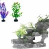 Reptiles & Amphibian AWXZOM | Awxzom Aquarium Mountain Ornament Artificial Mountain Hill View Stone Rock Cave Fish Tank Decorations Aquarium Decor Come With 2X 4Inch Aquarium Plastic Plants (Hill A)