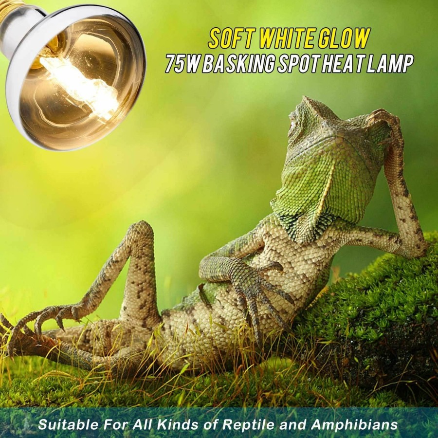 Reptiles & Amphibian HANJION | Hanjion 2 Pack 75W Uva Uvb Reptile Basking Spot Bulb,Full Spectrum Sun Light,Heat Lamp Bulbs For Reptile Amphibian Bearded Dragon Lizard Tortoise Snake