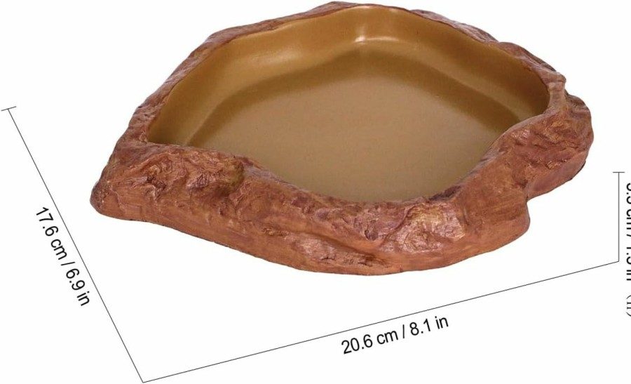 Reptiles & Amphibian Generic | (2 Pack) Rock Water/Food Dish For Reptiles Amphibians And Other Little Critters Water/Food Bowl, Made From Premium Non-Toxic Resin Small Size