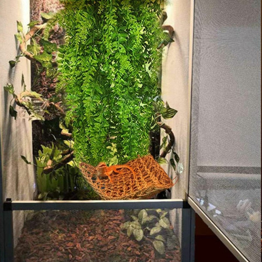 Reptiles & Amphibian PINVNBY | Pinvnby Bearded Dragon Tank Accessories,Reptile Plants Hanging Climbing,Lizards Habitat Natural Seagrass Hammock And Artificial Bendable Vines Branch For Chameleon Geckos Snake And Hermit Crabs