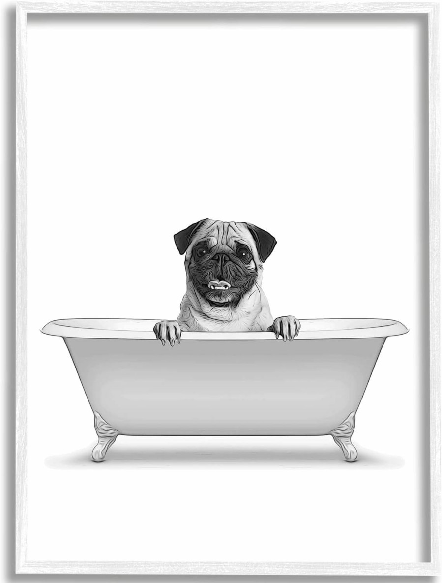 Reptiles & Amphibian Stupell Industries | Stupell Industries Pug Dog In Tub Bathroom Pet Framed Giclee Art, Design By Annalisa Latella