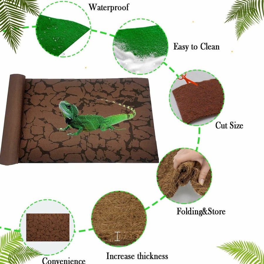 Reptiles & Amphibian BNOSDM | Bnosdm Reptile Carpet Pet Desert Mat Terrarium Liner Bedding Mats Reversible Substrate For Lizard Gecko Tortoise Snake Chameleon Bearded Dragon 39.3X19.6In