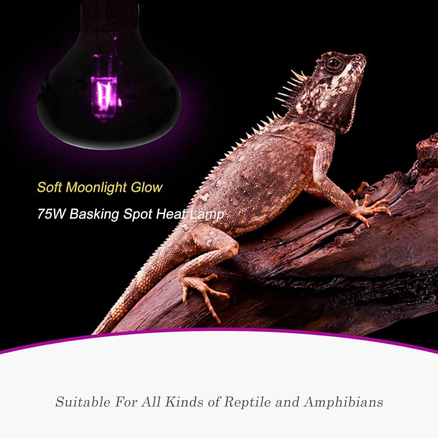 Reptiles & Amphibian WUHOSTAM | Wuhostam 2 Pack 75W Reptile Uva Infrared Moonlight Night Heat Lamp,Basking Spot Bulb Black Glass Cover For Lizard, Chameleon, Snake, Aquarium Reptile, Amphibian