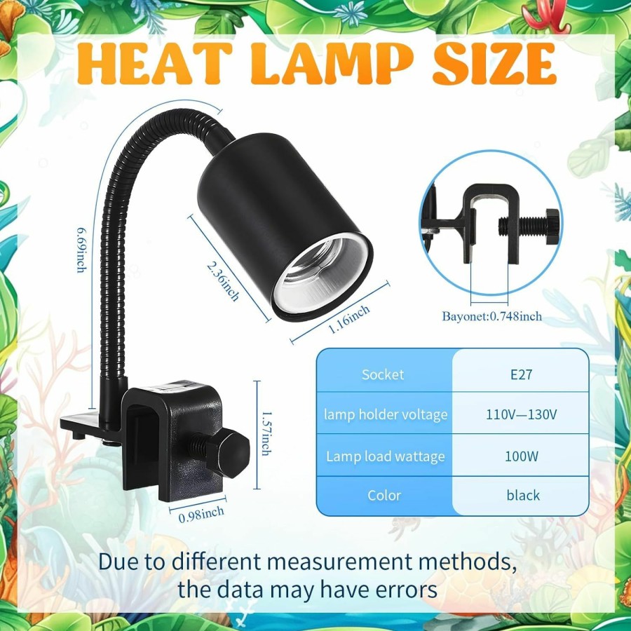 Reptiles & Amphibian VIHOSE | Vihose 2 Pcs Reptile Heat Lamp Holder With Screw Clip 360 Degree Rotatable Reptile Light, Basking Light Stand Clamp Lamp Fixture For For Turtle, Bearded Dragon, Lizard And Snake, Bulb Not Included