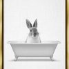 Reptiles & Amphibian Stupell Industries | Stupell Industries Bunny Peeking Bathtub Pet Framed Floater Canvas Wall Art, Design By Annalisa Latella