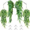 Reptiles & Amphibian N\A | Allazone 4 Pack Reptile Plants Hanging Fake Vines, Artificial Leaves Climbing Terrarium Plant With Suction Cup For Bearded Dragons Lizards Geckos Snake Pets Hermit Crab And Tank Habitat Decorations