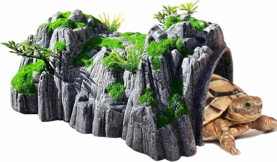 Reptiles & Amphibian DBYANAN | Reptile Hide Large Rock Turtle Cave Bearded Dragon Hideout Aquarium Caves Tortoise Habitat Accessories Leopard Gecko Hides Snake Cave Reptile Terrarium Hideaway (Large)