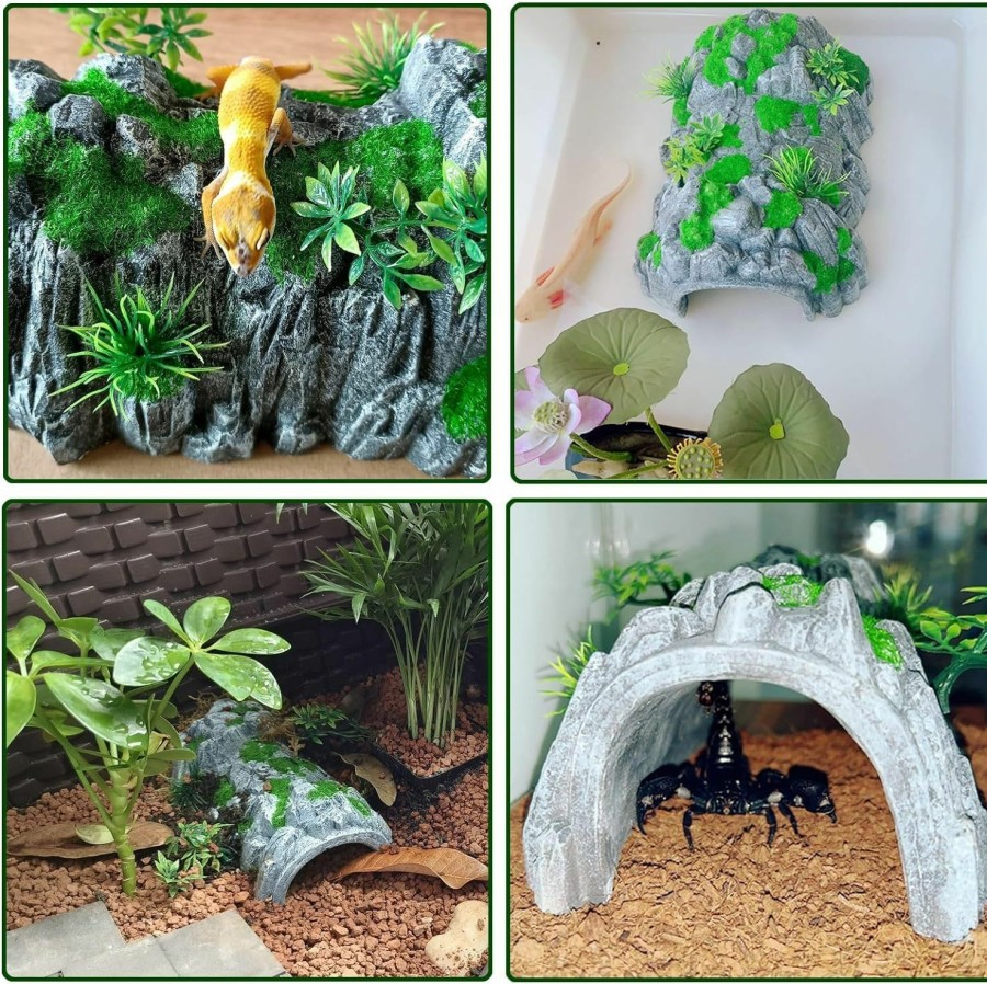 Reptiles & Amphibian DBYANAN | Reptile Hide Large Rock Turtle Cave Bearded Dragon Hideout Aquarium Caves Tortoise Habitat Accessories Leopard Gecko Hides Snake Cave Reptile Terrarium Hideaway (Large)