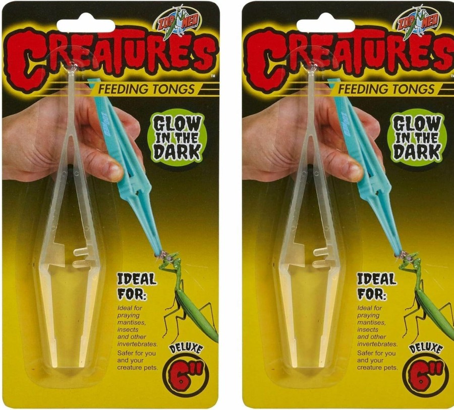 Reptiles & Amphibian Zoo Med | Zoo Med 2 Pack Of Creatures Feeding Tongs, 6 Inch, Glow In The Dark