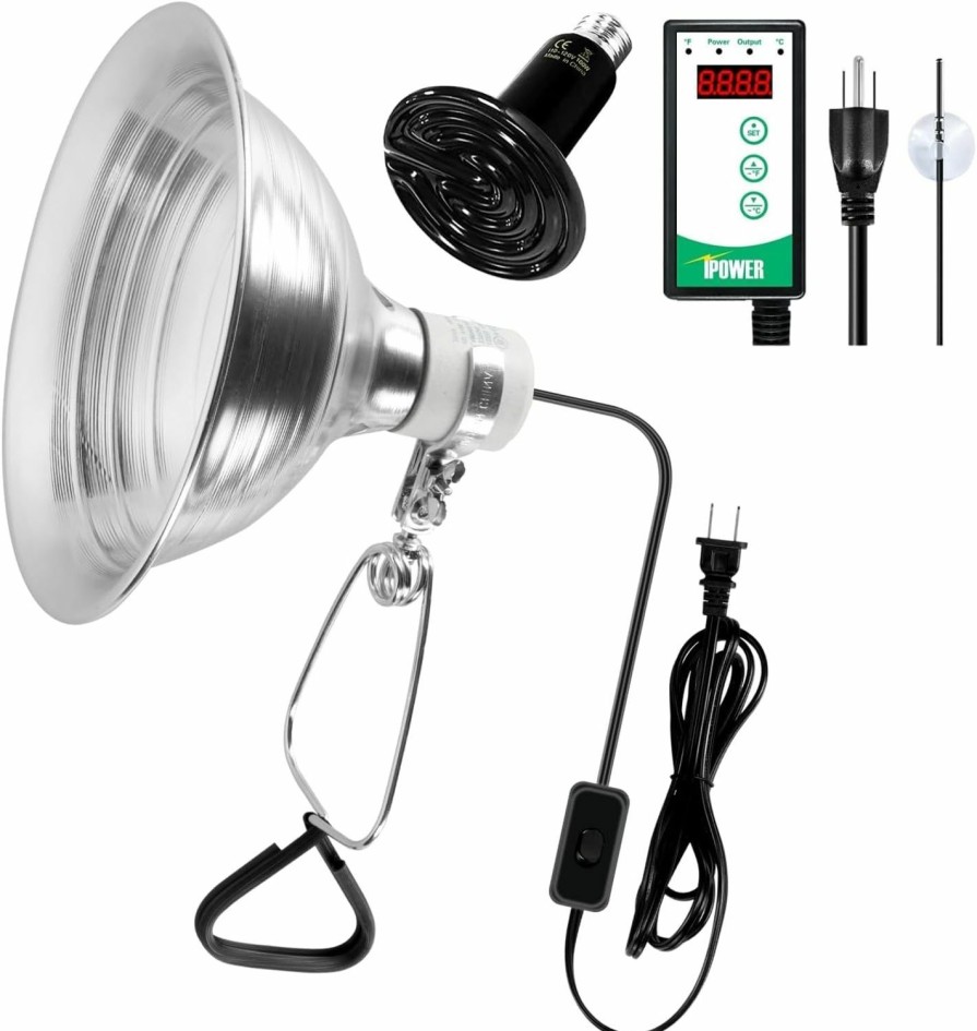 Reptiles & Amphibian Simple Deluxe | Simple Deluxe 100W Reptile Ceramic Heat Bulb With 8.5 Inch Clamp Lamp And Digital Thermostat Controller Combo Set For Incubating Chicken & Amphibian Pet