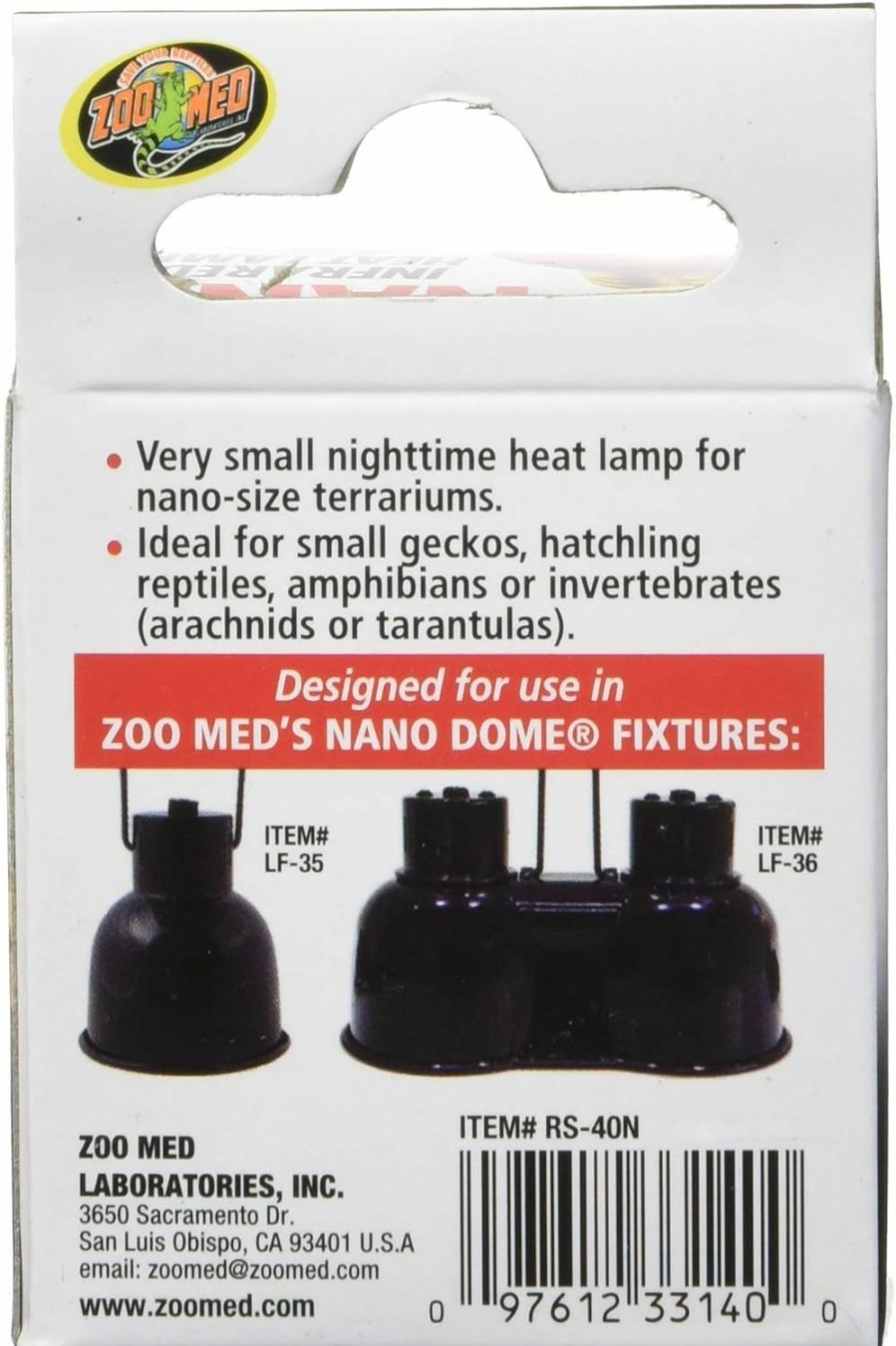 Reptiles & Amphibian Zoo Med | Zoo Med Labs 40W Nano Infrared Heat Lamp