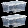 Reptiles & Amphibian PINVNBY | Pinvnby Reptile Feeding Box 2 Pcs Snake Breeding Box Lizard Cage Habitat Hatching Container 12.59\"X8.66\"X5.9\" Transparent Portable Plastic Pet House For Spider Scorpion Gecko Tortoise Treefrog(White)