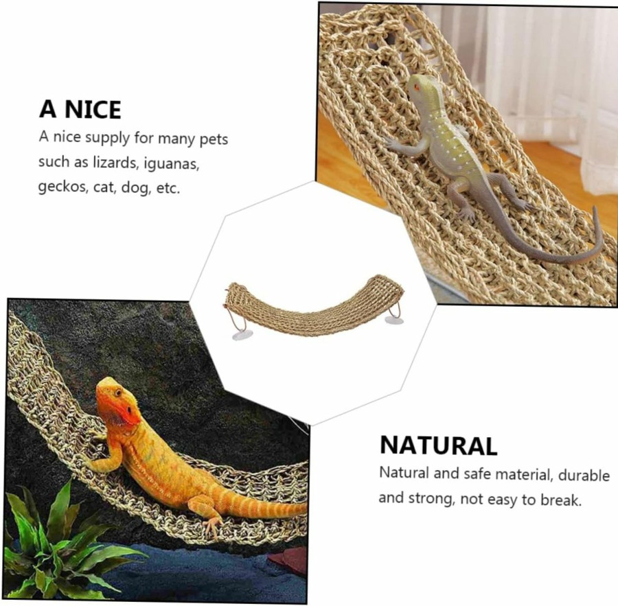 Reptiles & Amphibian Hohopeti | Hohopeti 1Pc Lizard Hammock Crested Gecko Hammock Pet Sea Grass Mat Lizard Reptile Hammock Lizard Lounger Hammock Small Animals Woven Lizard Tank Accessories Reptisoil Crawl The Bed Seaweed