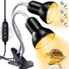 Reptiles & Amphibian NBIIUYIGE | Reptile Heat Lamp, Dual-Head Uva Uvb Turtle Heat Lamp, Turtle Aquarium Light W/Cycle Timer, Heat Lamp For Reptiles Lizard,Bearded Dragon Turtle Snake, Separate Control, 2 Basking Light Bulbs E26/27