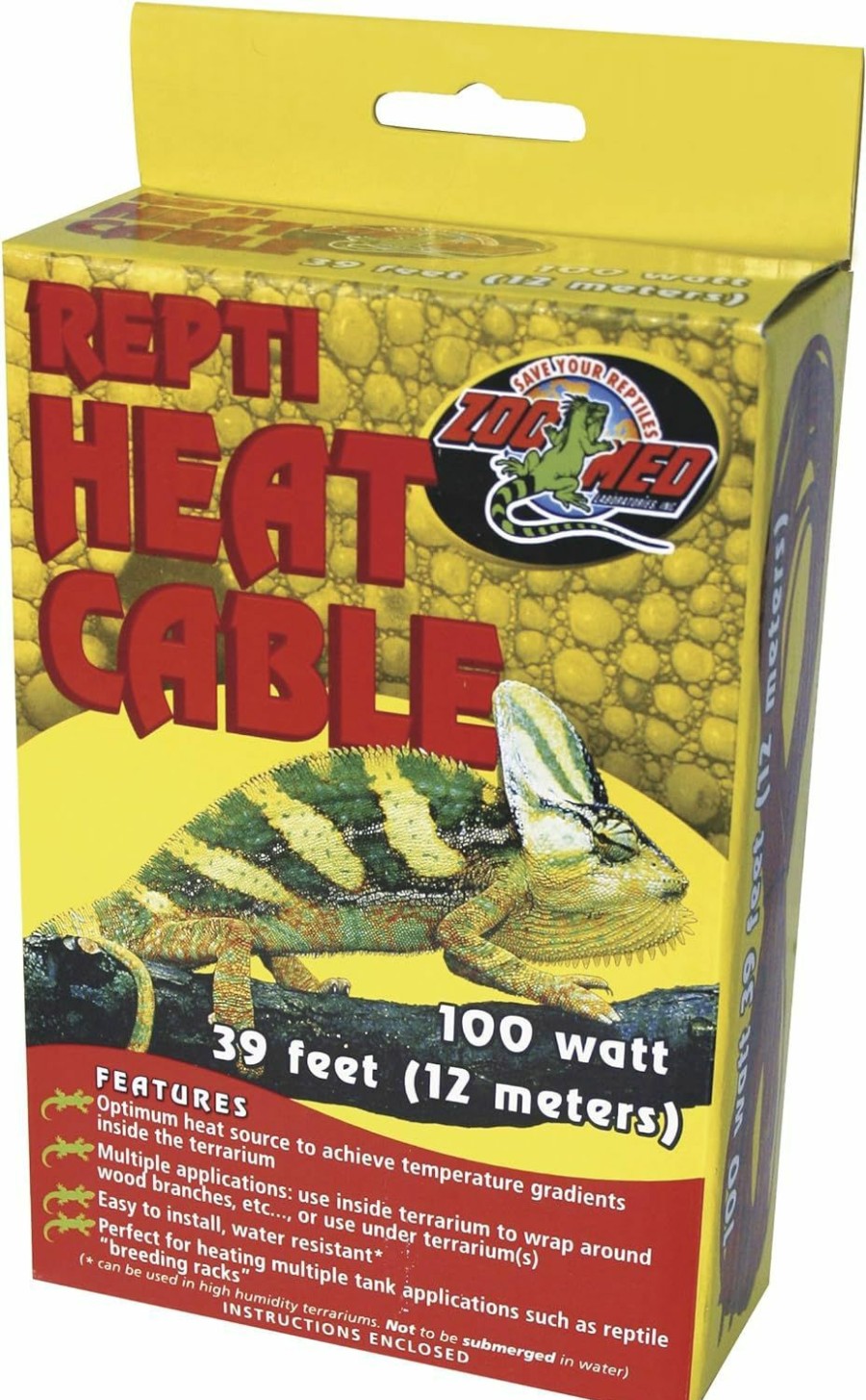 Reptiles & Amphibian Zoo Med | Zoo Med Reptile Heat Cable 100 Watts, 39-Feet