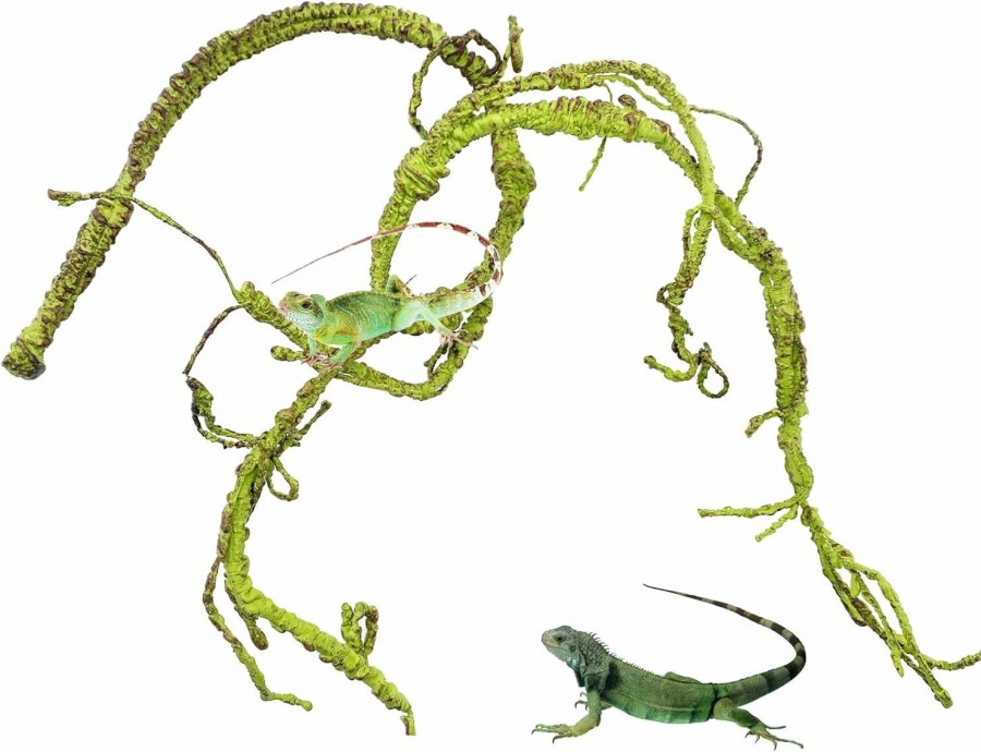 Reptiles & Amphibian BNOSDM | Bnosdm Reptile Bend-A-Branch Vines With Moss Bendable Jungle Climbing Vine Pet Habitat Decor For Bearded Dragons Chameleon Geckos Snakes Lizards Frogs