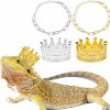 Reptiles & Amphibian MTLEE | 8 Pieces Lizard Crown Necklace Set Bearded Dragon Crown And Chain Gold And Silver Alloy Reptile Clothes Accessories Lizard Photo Props For Bearded Dragons Iguana Amphibians And Other Small Animals