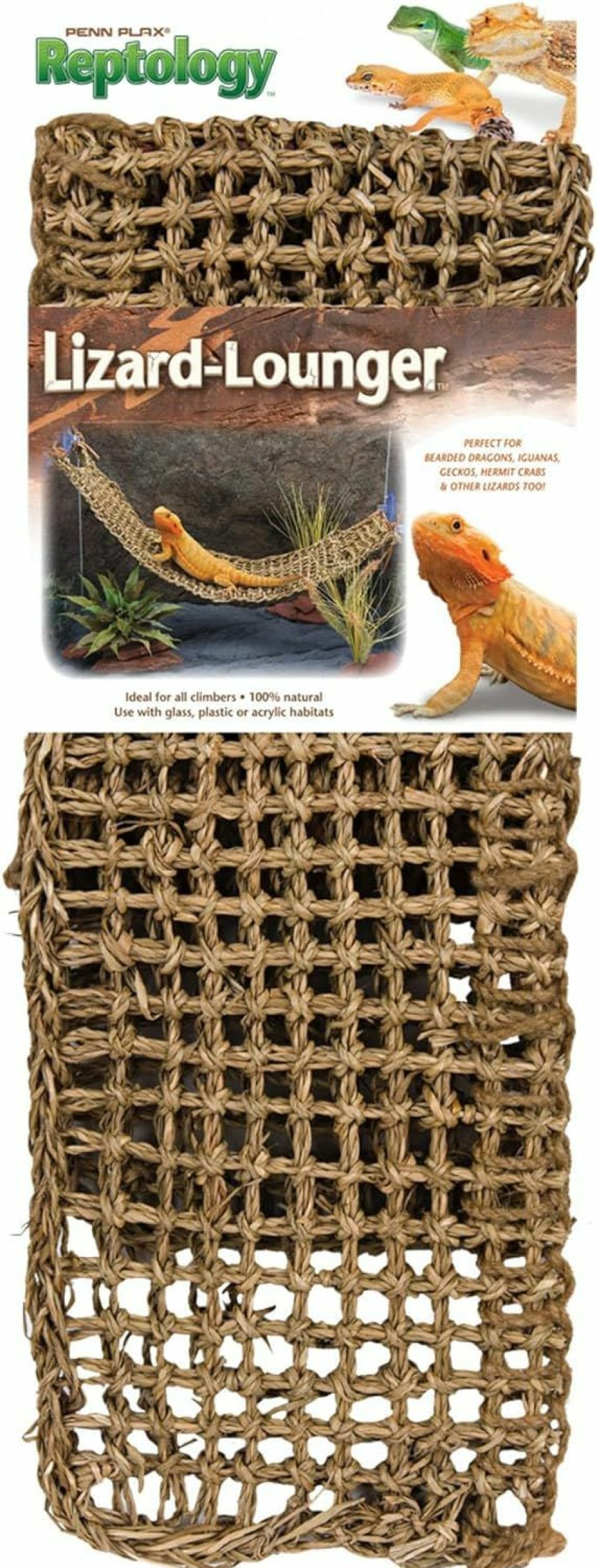 Reptiles & Amphibian Penn-Plax | Penn-Plax Reptology Lizard Lounger 100% Natural Seagrass Fiber Great For Bearded Dragons, Anoles, Geckos, And Other Reptiles Extra Large