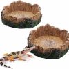 Reptiles & Amphibian relaqcc | Reptile Water Dish Food Bowls, 2 Pcs Artificial Tree Trunk Reptile Tank Decor Bowl For Leopard Gecko Lizard Spider Scorpion Hermit Crabs