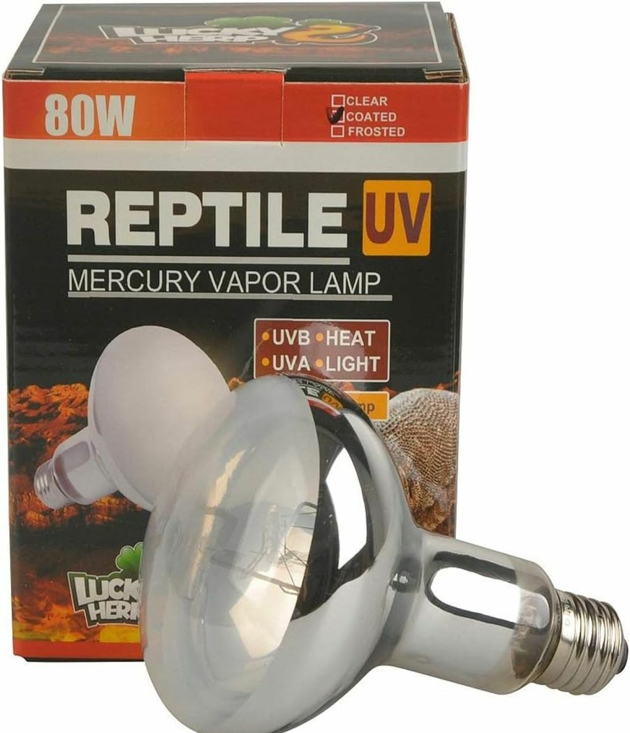 Reptiles & Amphibian LUCKY HERP | Lucky Herp Reptile Uva Uvb Mercury Vapor Bulb Lamp,Screw Thread,R95,80 Watt (Frosted)