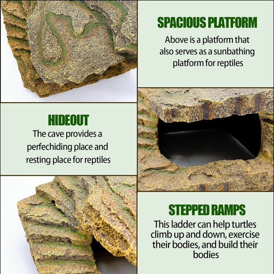 Reptiles & Amphibian kathson | Kathson Turtles Basking Platform Reptile Hiding Cave Hideouts For Aquatic Turtles, Frog, Newts And Salamanders