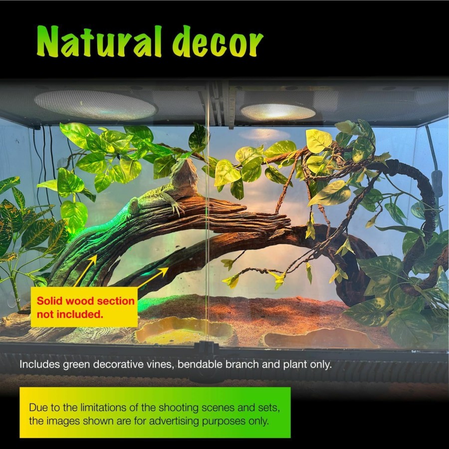 Reptiles & Amphibian Reptiking | Reptiking Reptile Terrarium Decor Plants, Hanging Vines, Fake Plants For Reptile Enclosure, Ideal For Snake Chameleon Bearded Dragon Lizard Gecko Tank Accessories