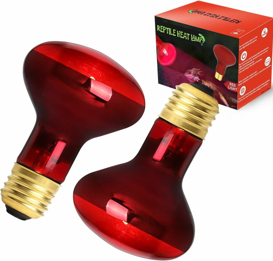 Reptiles & Amphibian FIVEAGE | Fiveage 75W Red Heat Light Reptile Heat Lamp Infrared Bulb Uva Basking Spot Bulb For Reptile And Amphibian Use - Bearded Dragons Lizard Tortoise Snake Chameleon 2 Pack