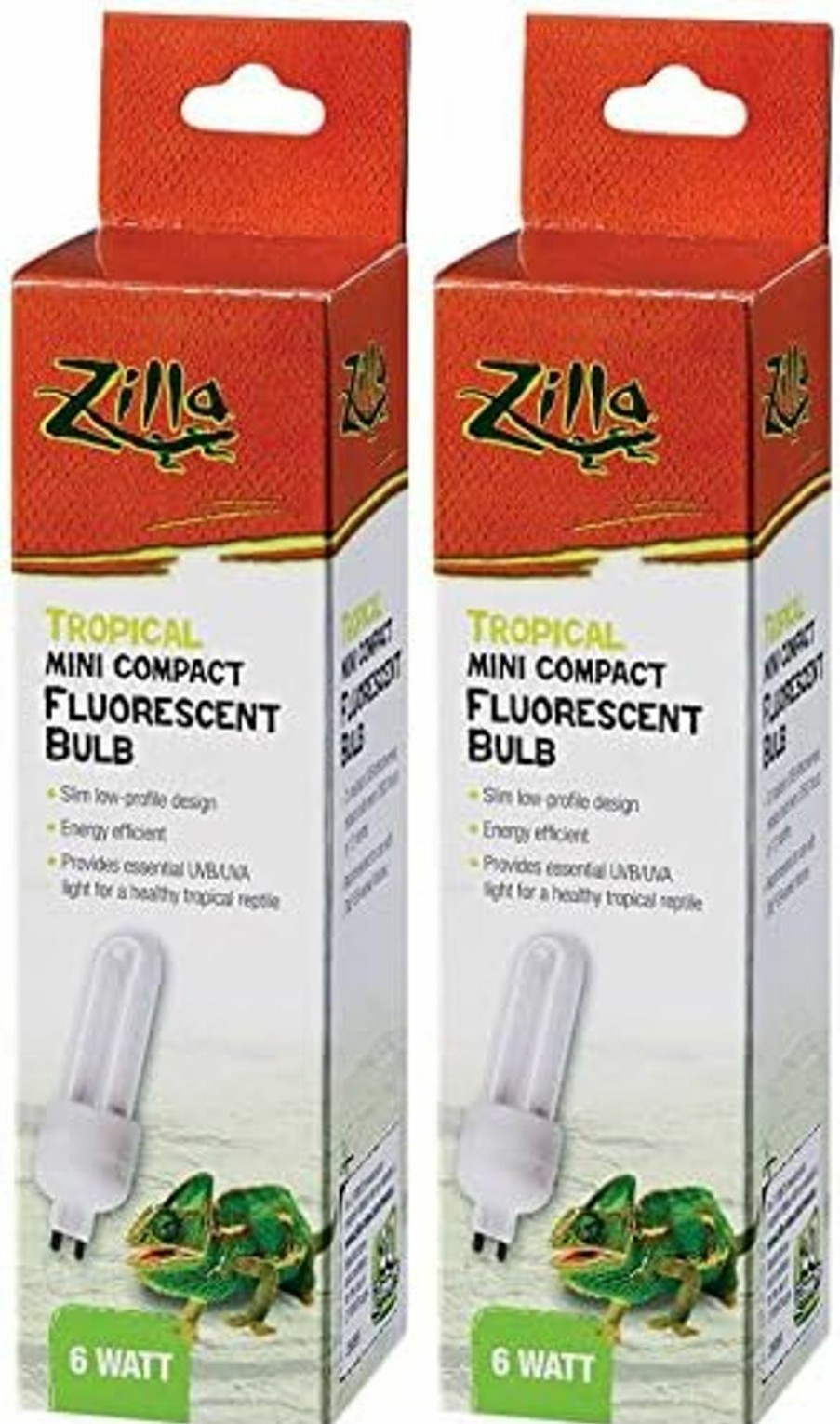 Reptiles & Amphibian Zilla | Zilla (2 Pack) Mini Compact Tropical Fluorescent Bulb, 6 Watt