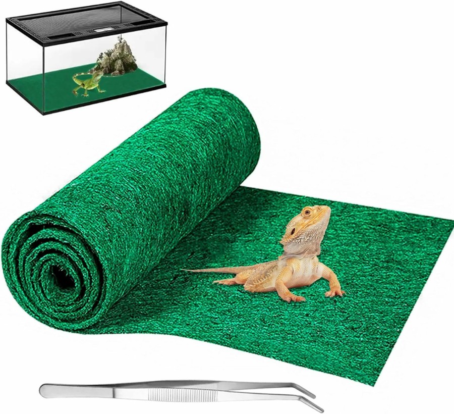 Reptiles & Amphibian Mechpia | Mechpia 59\" X 20\" Reptile Carpet, Terrarium Extra Large Mat Liner Bedding Reptile Substrate Supplies For Bearded Dragon Lizard Leopard Gecko Snake Tortoise (Green)