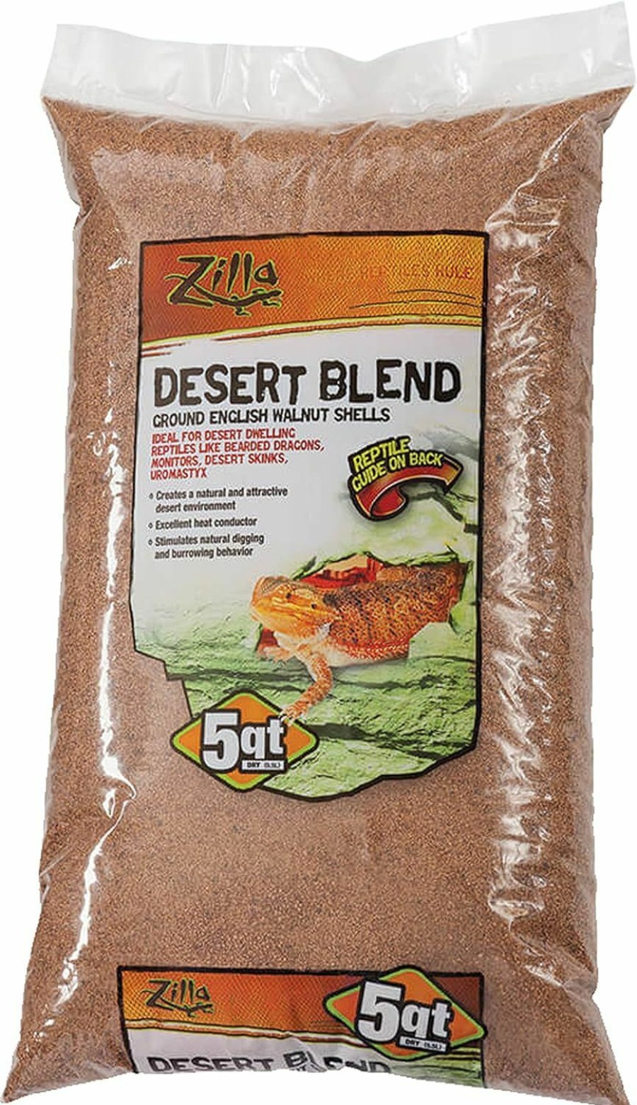 Reptiles & Amphibian Zilla | Zilla Dry Ground English Walnut Shell, Desert Sand Blend, 5-Qt