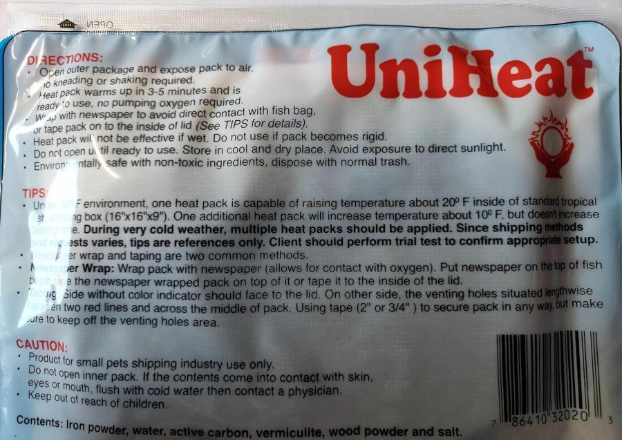 Reptiles & Amphibian Uniheat | Uniheat Shipping Warmer 20+ Hours, 100 Pack, Plus! 1-9\"X24\" Shipping Bag, 20+ Hour Warmth For Shipping Live Corals, Small Pets, Fish, Insects, Reptiles, Etc.