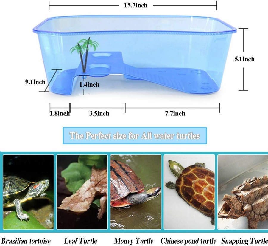 Reptiles & Amphibian Rypet | Rypet Turtle Tank Aquarium - Reptile Habitat, Turtle Habitat, Reptile Aquarium Tank For Crayfish Crab (Excluding Accessories) Blue