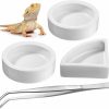 Reptiles & Amphibian Boao | Boao 4 Pcs Reptile Food Water Bowl Set, 2 Round Reptile Food Dish 1 Corner Water Dish And 1 Feeding Tongs For Bearded Dragon Leopard Gecko Hermit Crab Chameleon Lizard Tortoise Spider Pet