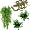 Reptiles & Amphibian Freiomyi | Freiomyi Reptile Vines Plants Flexible Jungle Terrarium Plant Leaves Decor Bearded Dragon Climbing Fake Plastic Leaves Pet Habitat Decoration For Lizard, Hermit Crab, Snake, Frogs