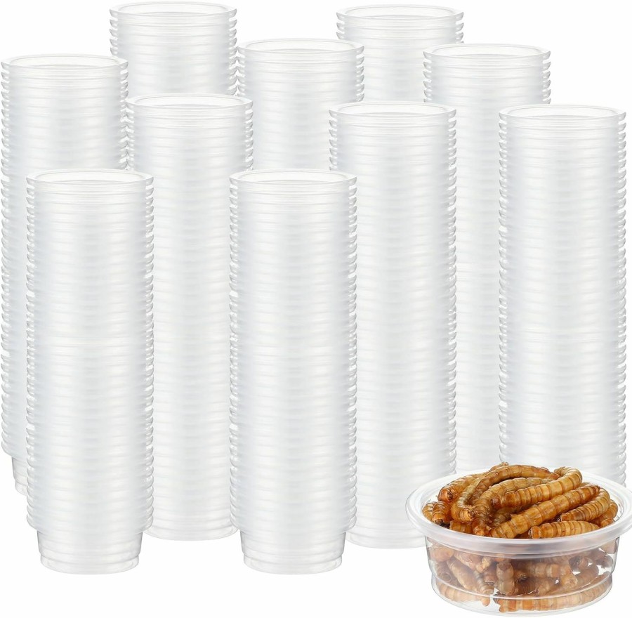 Reptiles & Amphibian EBOOT | Eboot 500 Pcs Gecko Food And Water Cups Small Plastic Feeder Cups Reptiles Accessories Reptile Water Bowl Gecko Food Cups Reptile Feeding Bowls For Gecko Lizards Tarantula And Other Small Pets (0.5Oz)