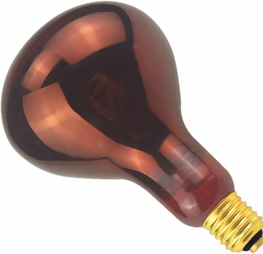 Reptiles & Amphibian BONGBADA | Bongbada Infrared Bulbs R40/175 Watts Roasted Red Glass Lamp Bulb For Reptiles, Bathroom, Farm, Pet, Chicks, Physiotherapy Heating Use E26 Base, Flood Light Heat Lamp Bulb