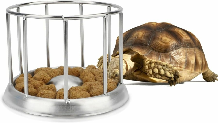 Reptiles & Amphibian Wontee | Wontee Tortoise Feeding Dish Reptile Water Dish Food Bowl Stainless Steel Feeder For Tortoises Lizards Turtles Chameleon (S)