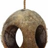 Reptiles & Amphibian SunGrow | Sungrow Hermit Crab Hut Cozy Crabitat Coconut Shell With Hanging Loop And Climbing Accessory