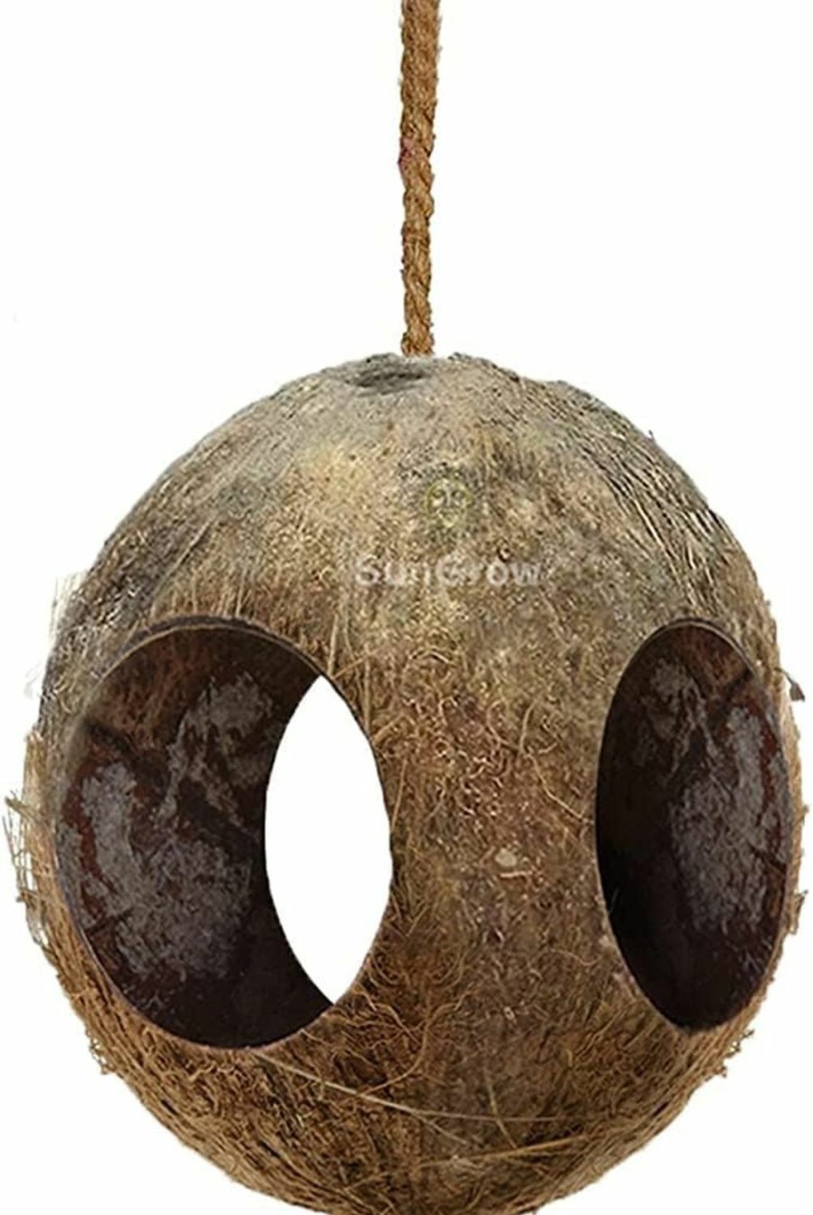 Reptiles & Amphibian SunGrow | Sungrow Hermit Crab Hut Cozy Crabitat Coconut Shell With Hanging Loop And Climbing Accessory