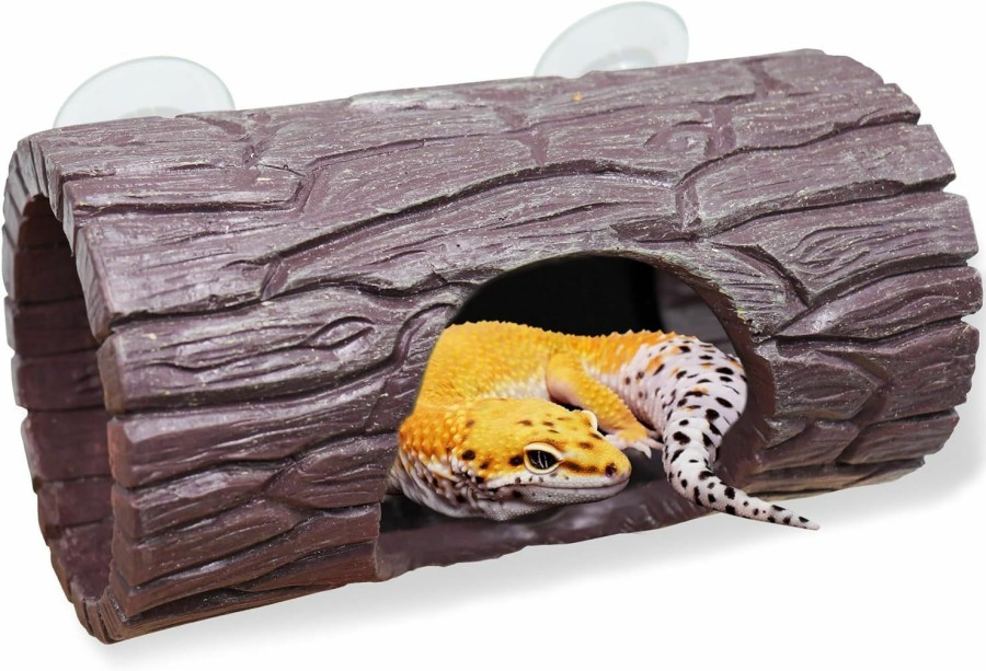 Reptiles & Amphibian Oooct | Hermit Crab Climbing Toys, Resin Reptile Hide Cave, Hollow Tree Reptile Hideout, Aquarium Terrarium Tank Accessories, Suitable For Hermit Crab Lizard Gecko Hamster Rat