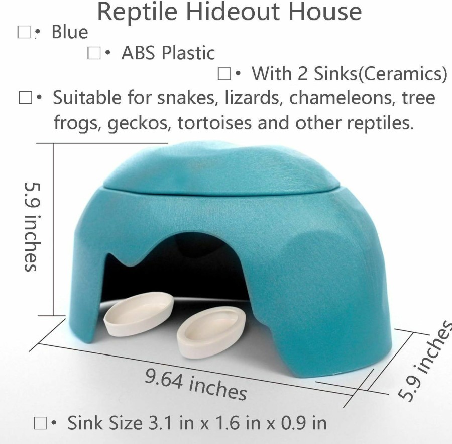 Reptiles & Amphibian Fuongee | Fuongee Reptile Hideout Cave Box With 2 Ceramic Sinks Fit For Snakes Lizards Chameleons Tree Frogs Geckos Small Tortoises And Other Small Reptiles (Coffee)