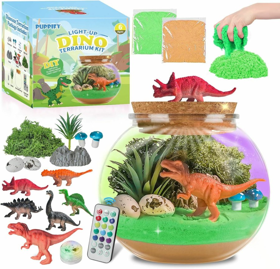 Reptiles & Amphibian Puppify | Dinosaur Terrarium Kit For Kids, Diy Dinosaur Arts And Crafts Toys For Boys, Birthday Gift For Boys Ages 4 5 6 7 8-12 Year Old, Best Dinosaur Present For Kids