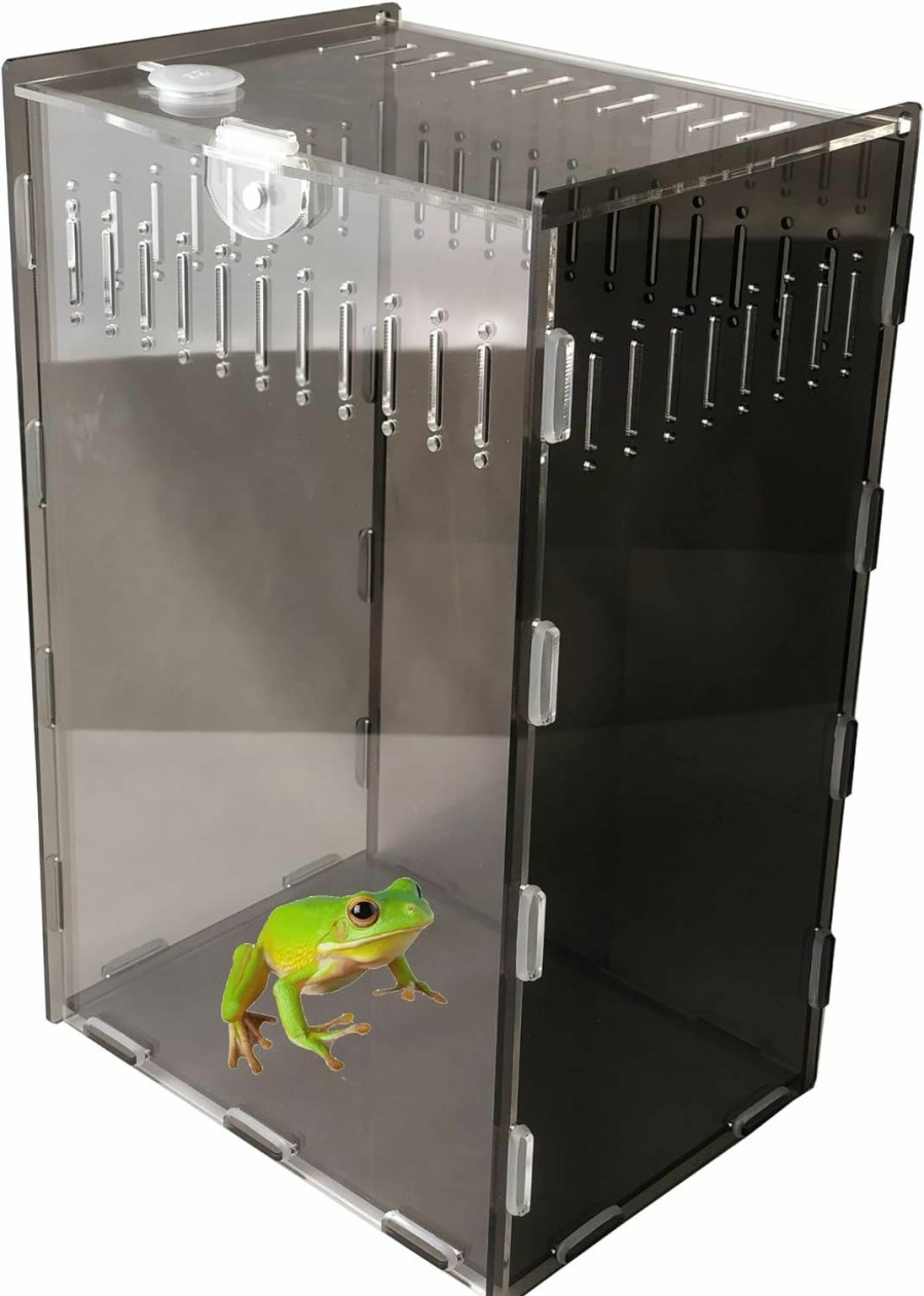 Reptiles & Amphibian Generic | 8X6X12Inch Magnetic Acrylic Reptile Case, Vertical Clear Black Tarantula Enclosure Tank, Micro Habitat Terrariums Suitable For Insect, Spiders, Crickets, Snails, Hermit Crabs, Lizards, Frogs