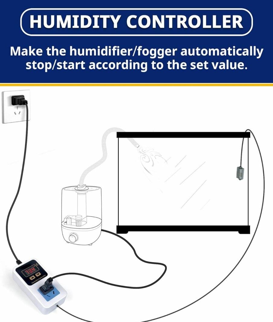 Reptiles & Amphibian AUAAQ | Reptile Humidity Controller, Keeps Reptile Foggers Running Only Within The Preset Humidity Range, Suitable For A Variety Of Reptile Humidifiers/Foggers Controlled By The Dial Knob, Easy To Use